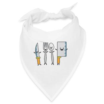 Kindermotiv tanzendes Besteck Kindershirt Besteck - Bandana - Weiß - Vorne