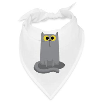 Graue Katze sitzen - Bandana - Weiß - Vorne
