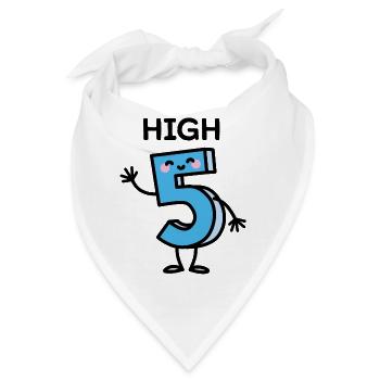 High 5 - Cartoon Nummer Geburtstag fünf Jahre alt - Bandana - Weiß - Vorne