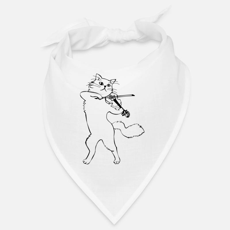 Chat avec violon - Bandana - blanc
