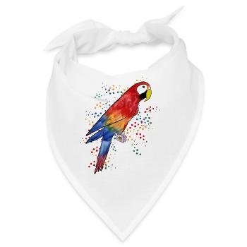 Papagei Ara - Parrot Macaw - Bandana - Weiß - Vorne