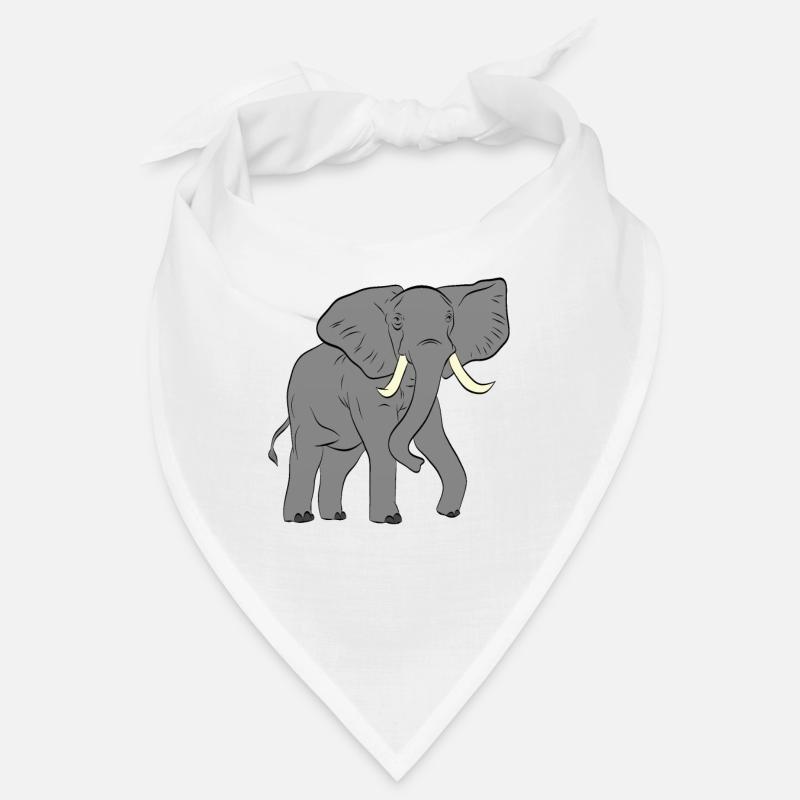 Éléphant - éléphant - Bandana - blanc