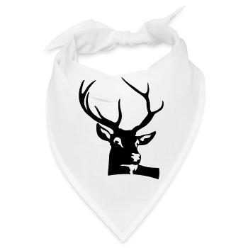 Kopf und Geweih eines Hirschs - Bandana - Weiß - Vorne