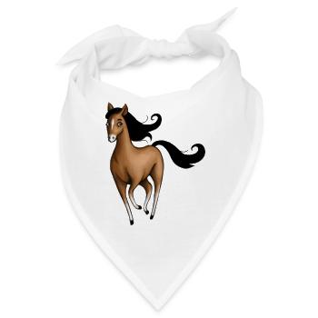 Braunes Pferd - Bandana - Weiß - Vorne