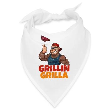 Lustiger Grillin Grilla Gorilla Steak Barbecue - Bandana - Weiß - Vorne