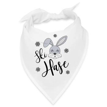 Skihase Ski Hase Winter Schnee Skifahren Skiurlaub - Bandana - Weiß - Vorne