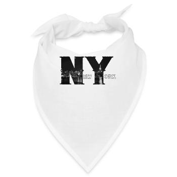 NY NYC New York mit Skyline - Bandana - Weiß - Vorne