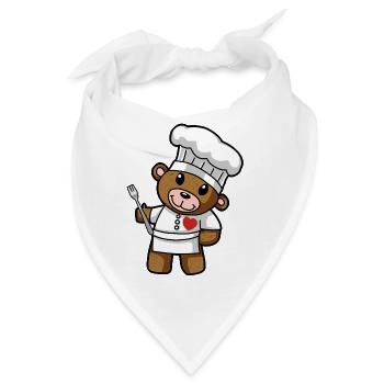 Chef Koch mit Herz Cartoon Hobbykoch Kochkunst - Bandana - Weiß - Vorne