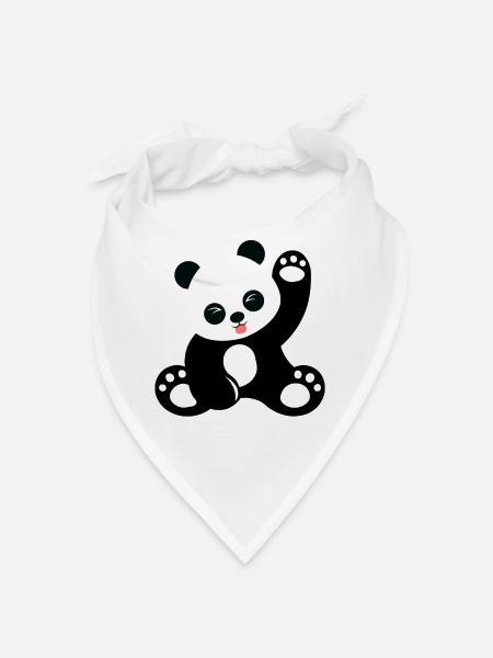 Cute sitting panda cartoon - Bandana - white - Front