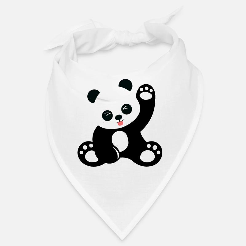 Dessin animé mignon panda assis Bandana