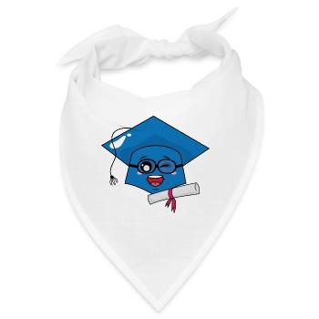 Netter Abschluss-Hut und Diplom - Bandana - Weiß - Vorne