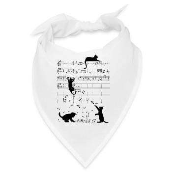 Musikalisch Katze Kätzchen Musik Notenschlüssel - Bandana - Weiß - Vorne