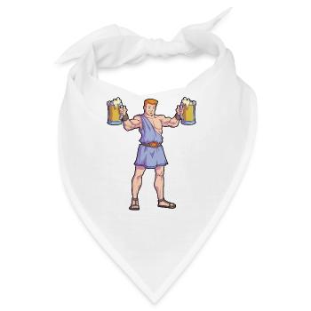 Bierkules - Herkules mit 2 Bier Saufen Sauftour - Bandana - Weiß - Vorne