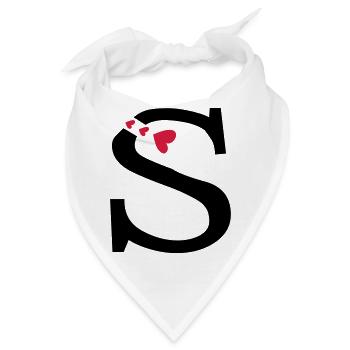 Großbuchstabe S mit Herzen - Bandana - Weiß - Vorne
