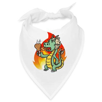 Kleiner Drache grillen Hähnchen hunger Dino KInd - Bandana - Weiß - Vorne
