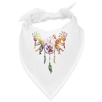 Native American Kokopelli - Dreamcatcher Wolf 1 - Bandana - Weiß - Vorne