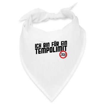 Tempolimit 300 kmh lustiges Sprüche TShirt Männer - Bandana - Weiß - Vorne
