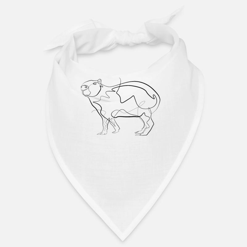 Capybara cochon d’eau - one line drawing - Bandana - blanc