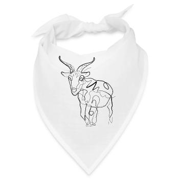 Ziege Steinbock Hirte - one line drawing - Bandana - Weiß - Vorne