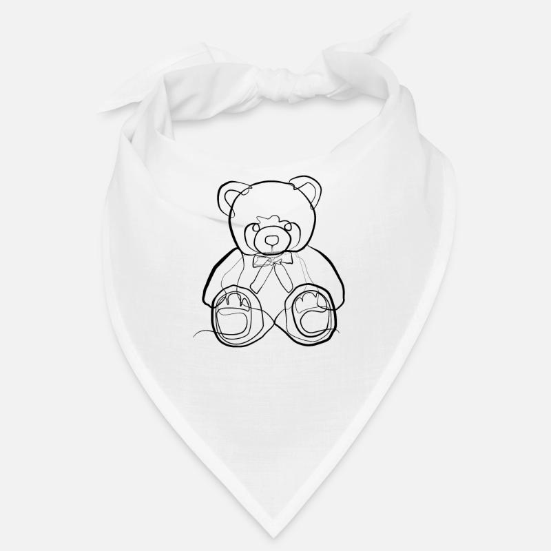 Teddybär - one line drawing - Bandana - Weiß