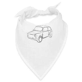 Auto Oldtimer - one line drawing - Bandana - Weiß - Vorne