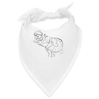 Flusspferd Nilpferd - one line drawing - Bandana - Weiß - Vorne