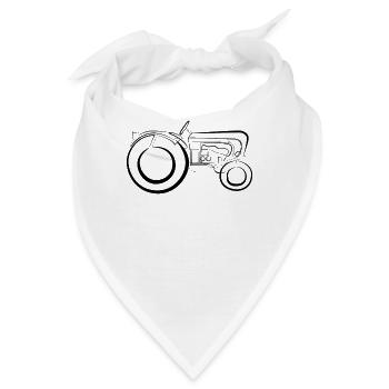 Oldtimer Traktor - one line drawing - Bandana - Weiß - Vorne