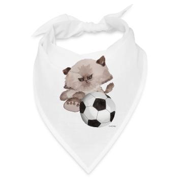 Katze Fußball Sport Geschenk Kind lustig spaß Tor - Bandana - Weiß - Vorne