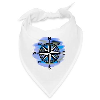 Windrose Kompass maritim Seefahrt - Bandana - Weiß - Vorne