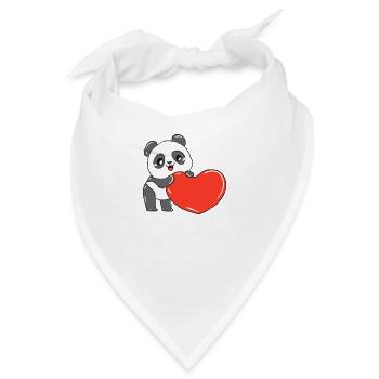 Panda Herz - Bandana - Weiß - Vorne