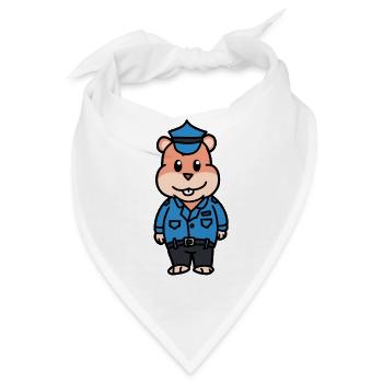 Polizei Hamster Polizist Beruf Kinder Kind Cop Job - Bandana - Weiß - Vorne