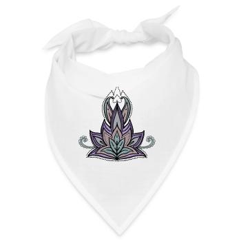 Abstraktes dekoratives Blumenmuster, Mandala - Bandana - Weiß - Vorne