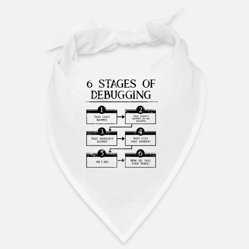 6 étapes de débogage de la programmation informatique Codage - Bandana - blanc