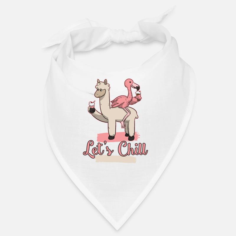 Flamingo Llama Lama Alpaca - Bandana - Weiß