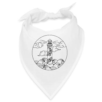 Lighthouse Leuchtturm im Meer Küste - Bandana - Weiß - Vorne