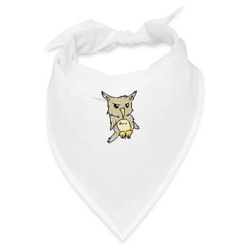 Grimmiger Eulen-Kauz Cartoon - Bandana - Weiß - Vorne