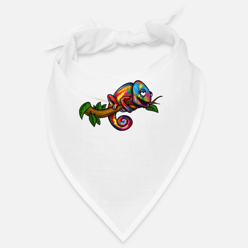 Regenbogen-Chamäleon-buntes Eidechsen-Reptil - Bandana - Weiß