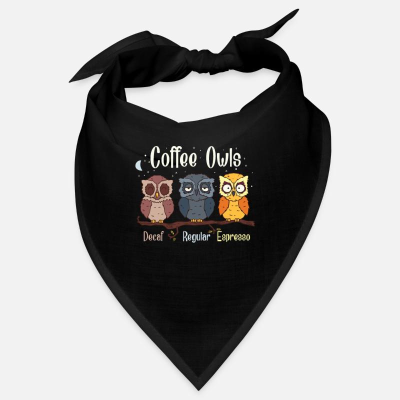 Funny Coffee Owls, coffee drinker gift Bandana