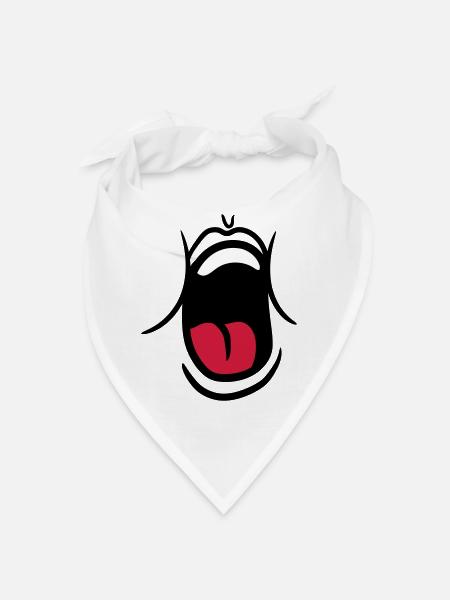 faim manger drôle hurler bouche muede br - Bandana - blanc - Devant