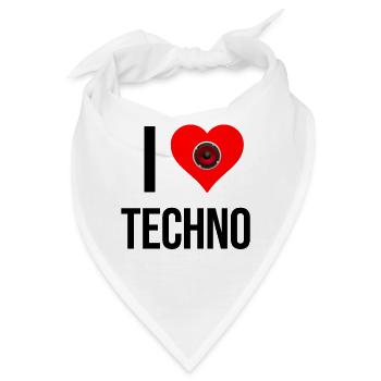 I Love Techno – Herzschlag mit Bass - Bandana - Weiß - Vorne