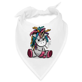 Kiffendes Einhorn mit Joint - Bandana - Weiß - Vorne