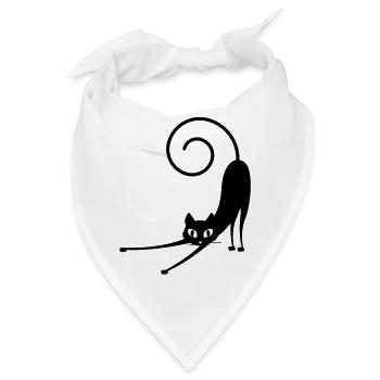 Katzen Sillhouette Katze Schwarz Geschenk Strecken - Bandana - Weiß - Vorne