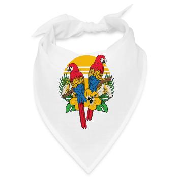Tropic Tropisch Papagei Vogel Hellroter Ara - Bandana - Weiß - Vorne