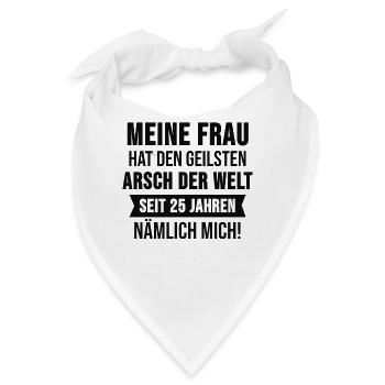 Silberhochzeit Hochzeitstag Silberne Geschenk - Bandana - Weiß - Vorne