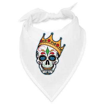 BIG Sugar Skull Old School Rap Rapper Hip Hop - Bandana - Weiß - Vorne
