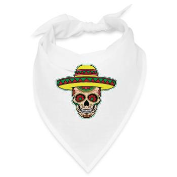 Mexican Sugar Skull Mexikaner Totenkopf - Bandana - Weiß - Vorne