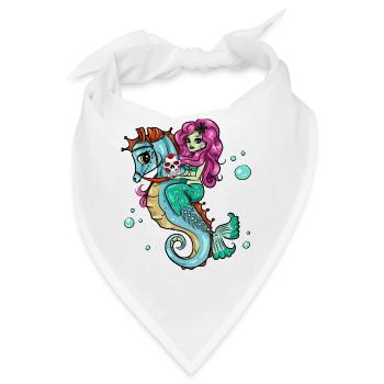 Skelett Meerjungfrau Seepferdchen Sugar Skull - Bandana - Weiß - Vorne