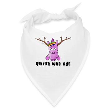 Rentier war aus. Grummeliges Einhorn - Bandana - Weiß - Vorne