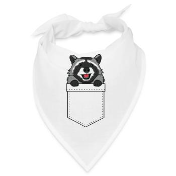 Raccoon Taschen Waschbär Poket Animal Pet - Bandana - Weiß - Vorne