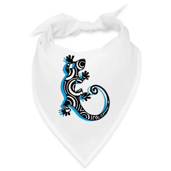 Eidechse Gecko Tattoo Südsee Logo - Bandana - Weiß - Vorne